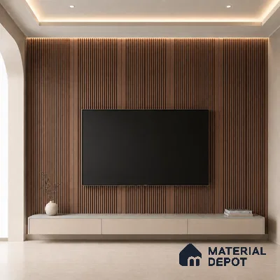 Mahogany 10 ft x 0.68 ft (3060x208 mm) Curve Design Interior & Exterior Wall & Ceiling Panel - 10 mm | Suitable for Balcony, Facade & Open Area | Width is Subjected to 5% Variation