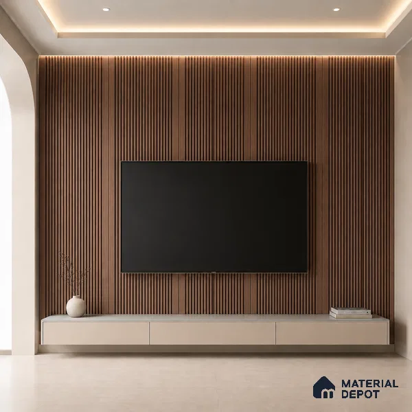 Mahogany 10 ft x 0.68 ft (3060x208 mm) Curve Design Interior & Exterior Wall & Ceiling Panel - 10 mm | Suitable for Balcony, Facade & Open Area | Width is Subjected to 5% Variation