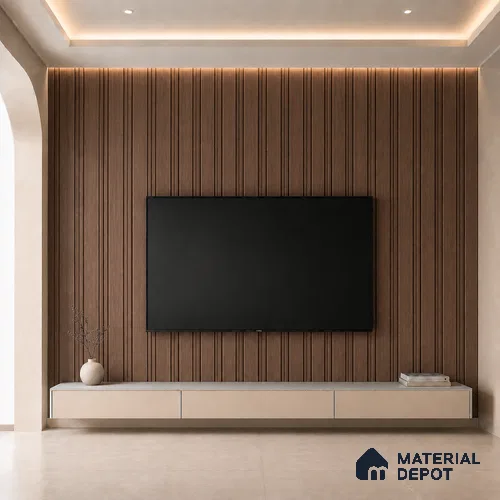 Mahogany 10 ft x 0.5 ft (3060x150 mm) Linea Design Interior & Exterior Wall & Ceiling Panel - 15 mm | Suitable for Balcony, Facade & Open Area | Width is Subjected to 5% Variation