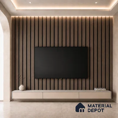 Royal Nut 10 ft x 0.5 ft (3060x150 mm) Dual Tone Linea Design Interior & Exterior Wall & Ceiling Panel - 15 mm | Suitable for Balcony, Facade & Open Area | Width is Subjected to 5% Variation