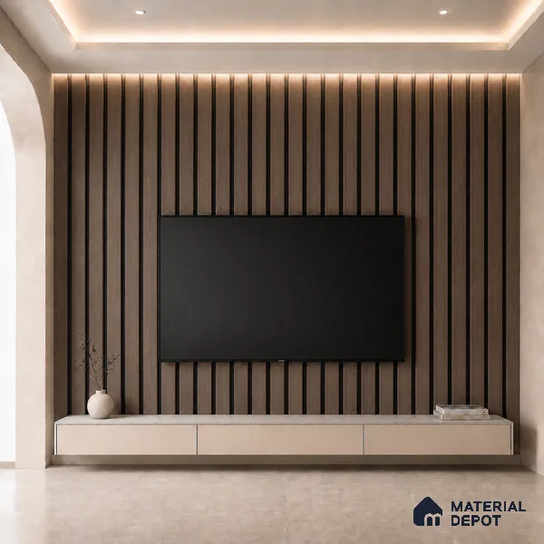 Royal Nut 10 ft x 0.5 ft (3060x150 mm) Dual Tone Linea Design Interior & Exterior Wall & Ceiling Panel - 15 mm | Suitable for Balcony, Facade & Open Area | Width is Subjected to 5% Variation