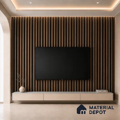 Royal Nut 10 ft x 0.6 ft (3060x180 mm) Dual Tone Arch Design Interior & Exterior Wall & Ceiling Panel - 17 mm | Suitable for Balcony, Facade & Open Area | Width is Subjected to 5% Variation