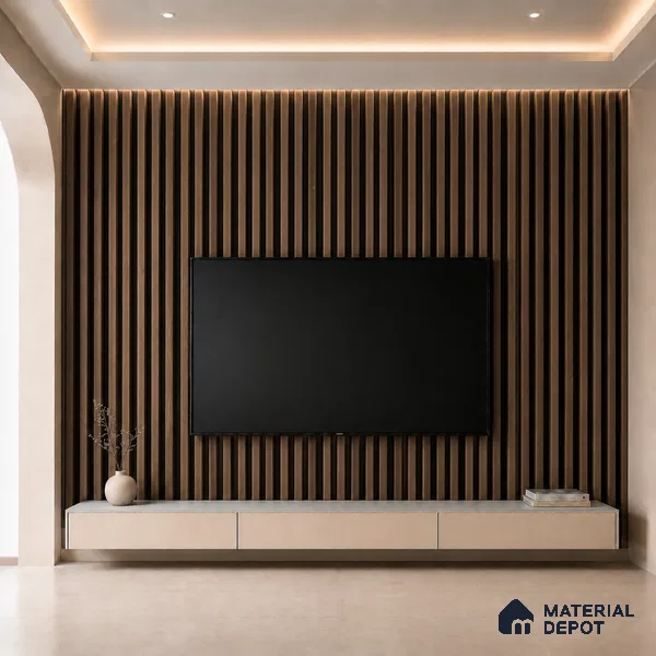Royal Nut 10 ft x 0.6 ft (3060x180 mm) Dual Tone Arch Design Interior & Exterior Wall & Ceiling Panel - 17 mm | Suitable for Balcony, Facade & Open Area | Width is Subjected to 5% Variation