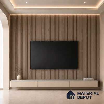 Royal Nut 10 ft x 0.5 ft (3060x150 mm) Linea Design Interior & Exterior Wall & Ceiling Panel - 15 mm | Suitable for Balcony, Facade & Open Area | Width is Subjected to 5% Variation