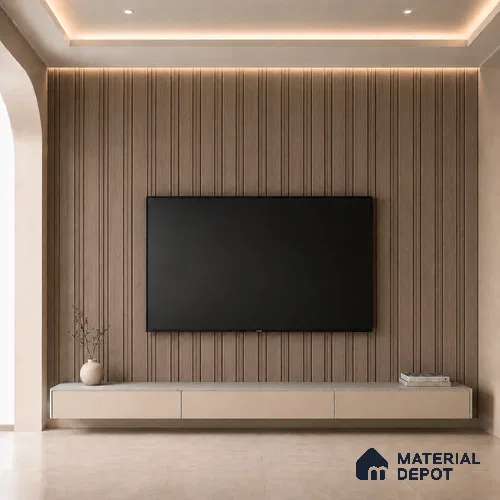 Royal Nut 10 ft x 0.5 ft (3060x150 mm) Linea Design Interior & Exterior Wall & Ceiling Panel - 15 mm | Suitable for Balcony, Facade & Open Area | Width is Subjected to 5% Variation
