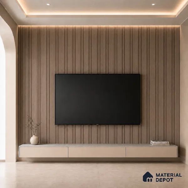 Royal Nut 10 ft x 0.5 ft (3060x150 mm) Linea Design Interior & Exterior Wall & Ceiling Panel - 15 mm | Suitable for Balcony, Facade & Open Area | Width is Subjected to 5% Variation