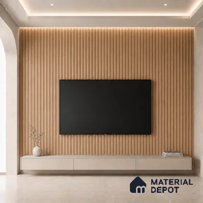 Beech Wood 10 ft x 0.45 ft (3060x140 mm) Pyramid Design Interior & Exterior Wall & Ceiling Panel - 14 mm | Suitable for Balcony, Facade & Open Area | Width is Subjected to 5% Variation