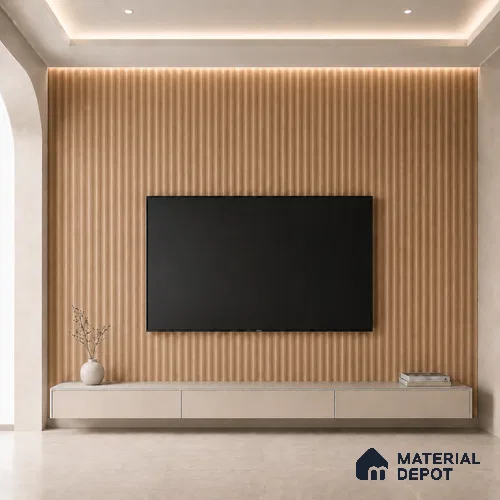 Beech Wood 10 ft x 0.45 ft (3060x140 mm) Pyramid Design Interior & Exterior Wall & Ceiling Panel - 14 mm | Suitable for Balcony, Facade & Open Area | Width is Subjected to 5% Variation