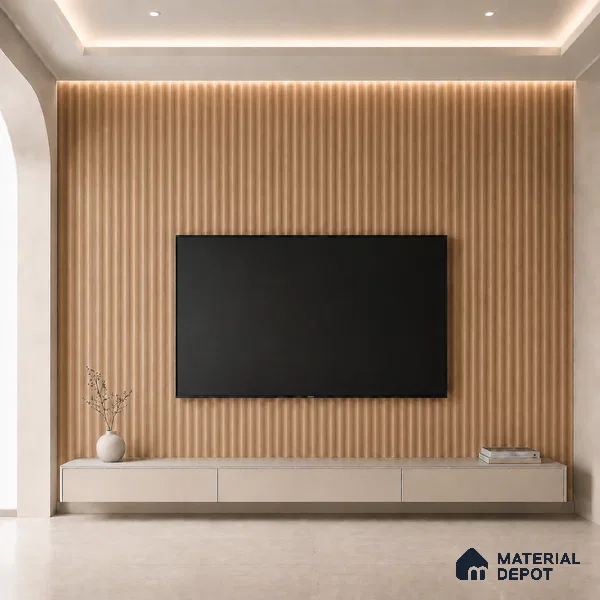Beech Wood 10 ft x 0.45 ft (3060x140 mm) Pyramid Design Interior & Exterior Wall & Ceiling Panel - 14 mm | Suitable for Balcony, Facade & Open Area | Width is Subjected to 5% Variation