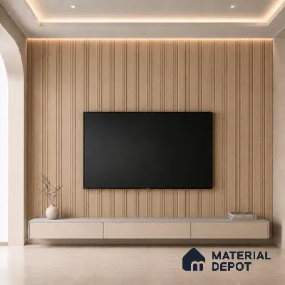 Beech Wood 10 ft x 0.5 ft (3060x150 mm) Linea Design Interior & Exterior Wall & Ceiling Panel - 15 mm | Suitable for Balcony, Facade & Open Area | Width is Subjected to 5% Variation