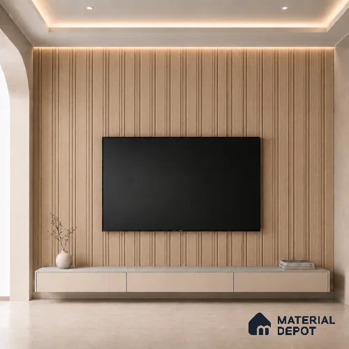 Beech Wood 10 ft x 0.5 ft (3060x150 mm) Linea Design Interior & Exterior Wall & Ceiling Panel - 15 mm | Suitable for Balcony, Facade & Open Area | Width is Subjected to 5% Variation