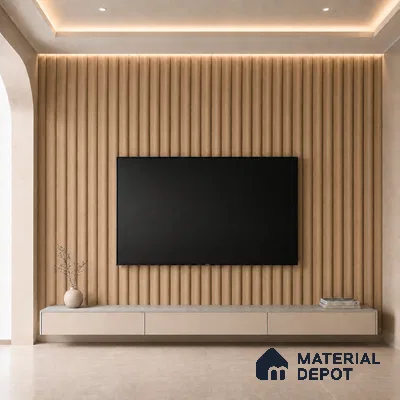 Beech Wood 10 ft x 0.6 ft (3060x180 mm) Arch Design Interior & Exterior Wall & Ceiling Panel - 17 mm | Suitable for Balcony, Facade & Open Area | Width is Subjected to 5% Variation