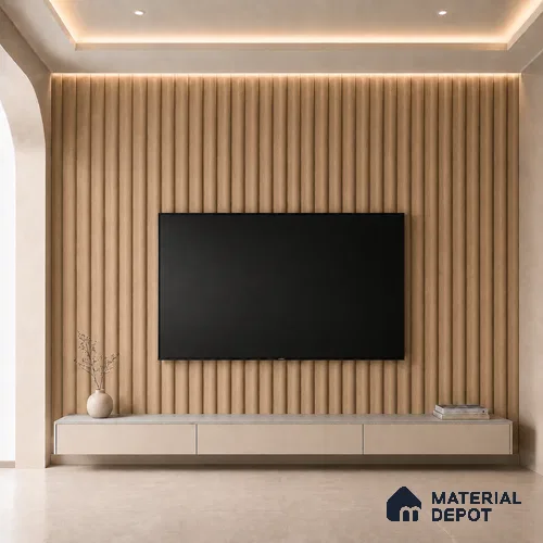 Beech Wood 10 ft x 0.6 ft (3060x180 mm) Arch Design Interior & Exterior Wall & Ceiling Panel - 17 mm | Suitable for Balcony, Facade & Open Area | Width is Subjected to 5% Variation