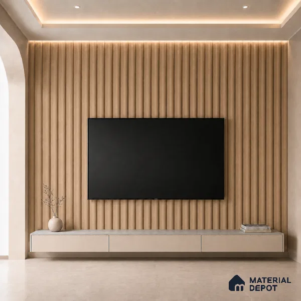Beech Wood 10 ft x 0.6 ft (3060x180 mm) Arch Design Interior & Exterior Wall & Ceiling Panel - 17 mm | Suitable for Balcony, Facade & Open Area | Width is Subjected to 5% Variation