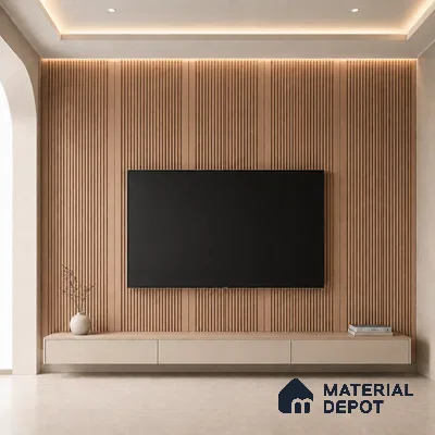 Beech Wood 10 ft x 0.68 ft (3060x208 mm) Curve Design Interior & Exterior Wall & Ceiling Panel - 10 mm | Suitable for Balcony, Facade & Open Area | Width is Subjected to 5% Variation