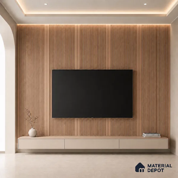 Beech Wood 10 ft x 0.68 ft (3060x208 mm) Curve Design Interior & Exterior Wall & Ceiling Panel - 10 mm | Suitable for Balcony, Facade & Open Area | Width is Subjected to 5% Variation