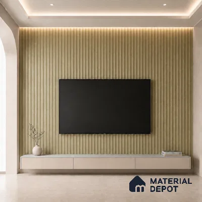 Gold 10 ft x 0.45 ft (3060x140 mm) Pyramid Design Interior & Exterior Wall & Ceiling Panel - 14 mm | Suitable for Balcony, Facade & Open Area | Width is Subjected to 5% Variation