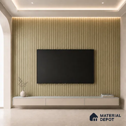 Gold 10 ft x 0.45 ft (3060x140 mm) Pyramid Design Interior & Exterior Wall & Ceiling Panel - 14 mm | Suitable for Balcony, Facade & Open Area | Width is Subjected to 5% Variation