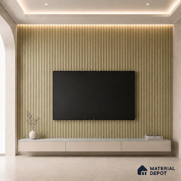 Gold 10 ft x 0.45 ft (3060x140 mm) Pyramid Design Interior & Exterior Wall & Ceiling Panel - 14 mm | Suitable for Balcony, Facade & Open Area | Width is Subjected to 5% Variation