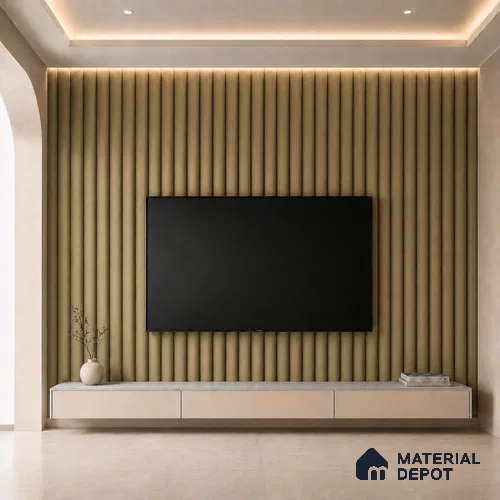 Gold 10 ft x 0.6 ft (3060x180 mm) Arch Design Interior & Exterior Wall & Ceiling Panel - 17 mm | Suitable for Balcony, Facade & Open Area | Width is Subjected to 5% Variation