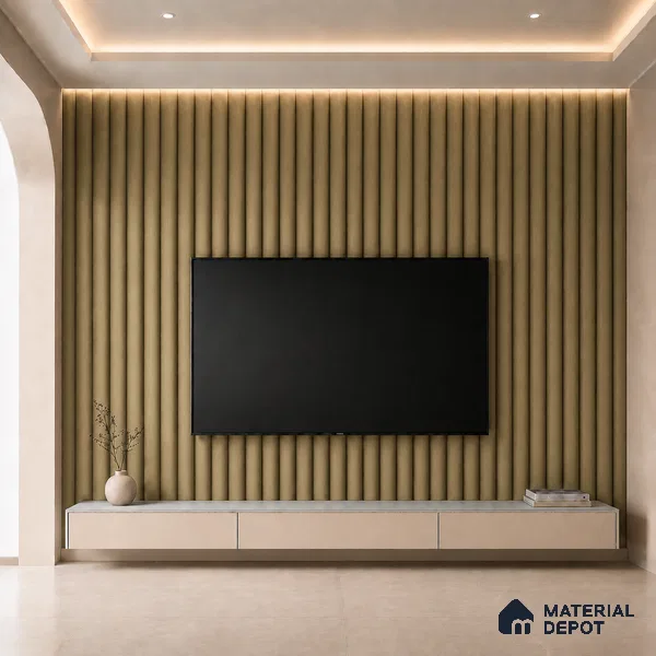 Gold 10 ft x 0.6 ft (3060x180 mm) Arch Design Interior & Exterior Wall & Ceiling Panel - 17 mm | Suitable for Balcony, Facade & Open Area | Width is Subjected to 5% Variation