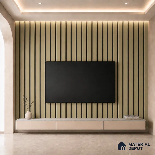 Gold 10 ft x 0.5 ft (3060x150 mm) Dual Tone Linea Design Interior & Exterior Wall & Ceiling Panel - 15 mm | Suitable for Balcony, Facade & Open Area | Width is Subjected to 5% Variation