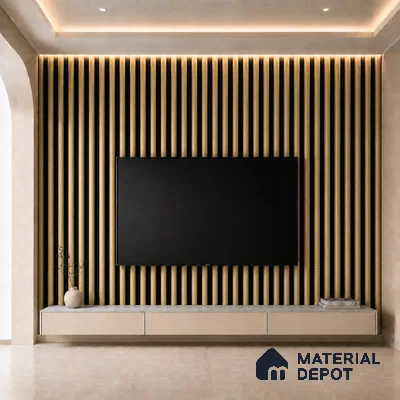 Gold 10 ft x 0.6 ft (3060x180 mm) Dual Tone Arch Design Interior & Exterior Wall & Ceiling Panel - 17 mm | Suitable for Balcony, Facade & Open Area | Width is Subjected to 5% Variation