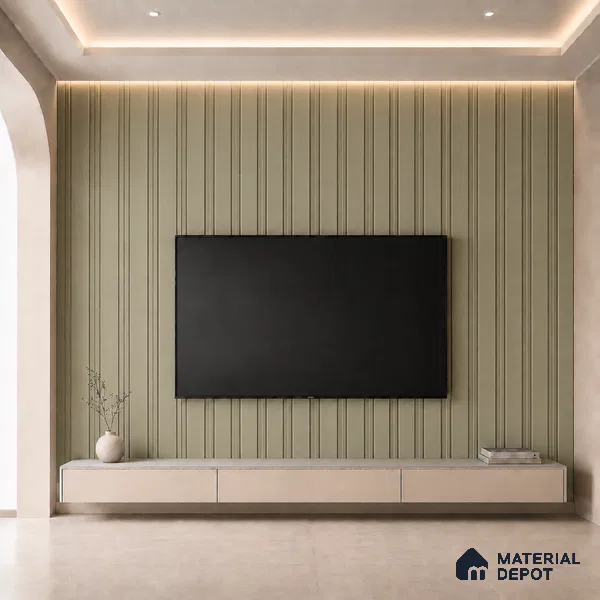 Gold 10 ft x 0.5 ft (3060x150 mm) Linea Design Interior & Exterior Wall & Ceiling Panel - 15 mm | Suitable for Balcony, Facade & Open Area | Width is Subjected to 5% Variation