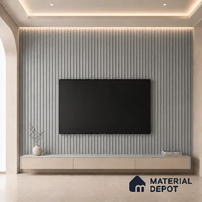 Silver 10 ft x 0.45 ft (3060x140 mm) Pyramid Design Interior & Exterior Wall & Ceiling Panel - 14 mm | Suitable for Balcony, Facade & Open Area | Width is Subjected to 5% Variation
