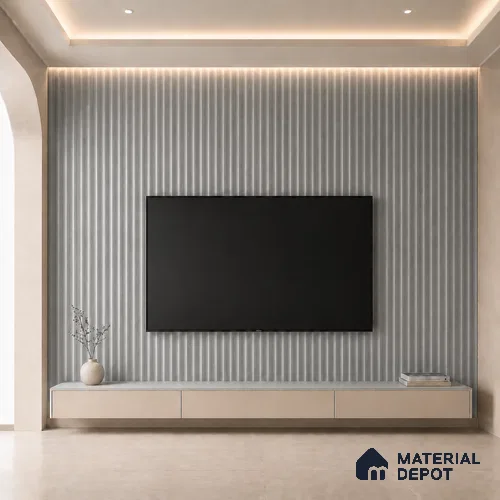 Silver 10 ft x 0.45 ft (3060x140 mm) Pyramid Design Interior & Exterior Wall & Ceiling Panel - 14 mm | Suitable for Balcony, Facade & Open Area | Width is Subjected to 5% Variation