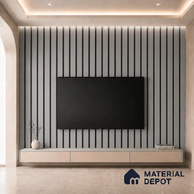 Silver 10 ft x 0.5 ft (3060x150 mm) Dual Tone Linea Design Interior & Exterior Wall & Ceiling Panel - 15 mm | Suitable for Balcony, Facade & Open Area | Width is Subjected to 5% Variation