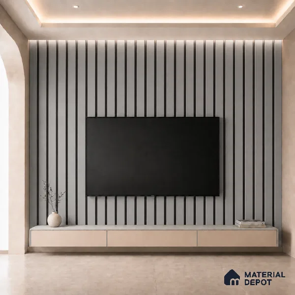Silver 10 ft x 0.5 ft (3060x150 mm) Dual Tone Linea Design Interior & Exterior Wall & Ceiling Panel - 15 mm | Suitable for Balcony, Facade & Open Area | Width is Subjected to 5% Variation