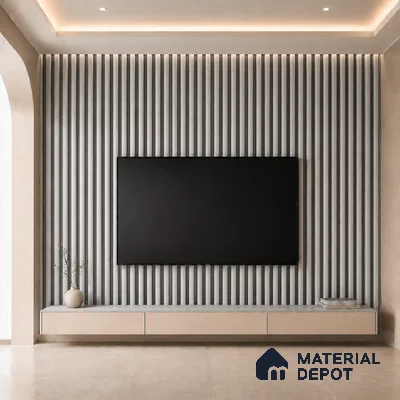 Silver 10 ft x 0.6 ft (3060x180 mm) Dual Tone Arch Design Interior & Exterior Wall & Ceiling Panel - 17 mm | Suitable for Balcony, Facade & Open Area | Width is Subjected to 5% Variation