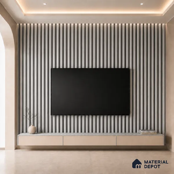 Silver 10 ft x 0.6 ft (3060x180 mm) Dual Tone Arch Design Interior & Exterior Wall & Ceiling Panel - 17 mm | Suitable for Balcony, Facade & Open Area | Width is Subjected to 5% Variation