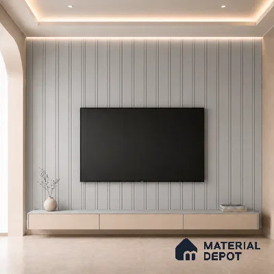 Silver 10 ft x 0.5 ft (3060x150 mm) Linea Design Interior & Exterior Wall & Ceiling Panel - 15 mm | Suitable for Balcony, Facade & Open Area | Width is Subjected to 5% Variation