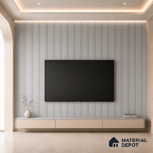 Silver 10 ft x 0.5 ft (3060x150 mm) Linea Design Interior & Exterior Wall & Ceiling Panel - 15 mm | Suitable for Balcony, Facade & Open Area | Width is Subjected to 5% Variation