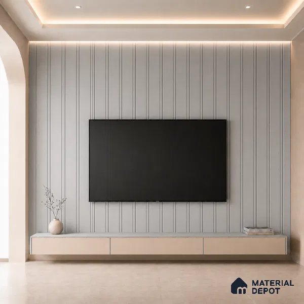 Silver 10 ft x 0.5 ft (3060x150 mm) Linea Design Interior & Exterior Wall & Ceiling Panel - 15 mm | Suitable for Balcony, Facade & Open Area | Width is Subjected to 5% Variation