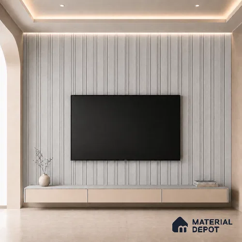 Armani Grey 10 ft x 0.5 ft (3060x150 mm) Linea Design Interior & Exterior Wall & Ceiling Panel - 15 mm | Suitable for Balcony, Facade & Open Area | Width is Subjected to 5% Variation