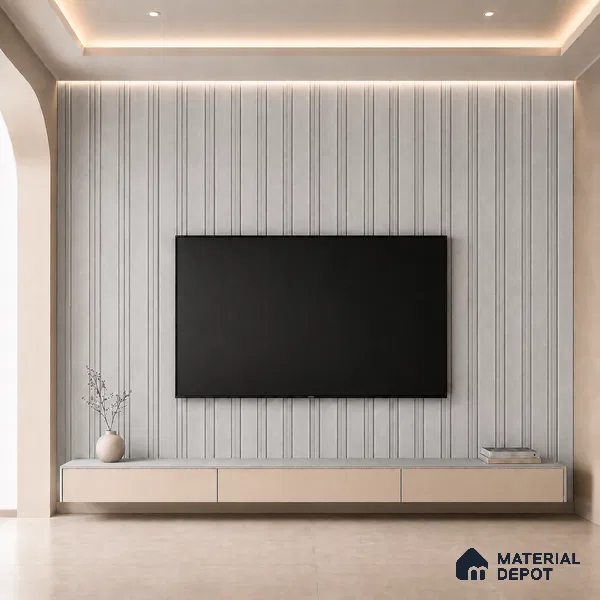 Armani Grey 10 ft x 0.5 ft (3060x150 mm) Linea Design Interior & Exterior Wall & Ceiling Panel - 15 mm | Suitable for Balcony, Facade & Open Area | Width is Subjected to 5% Variation