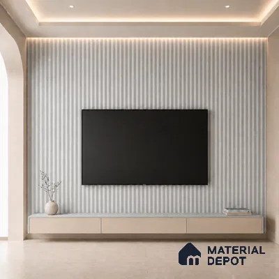 Armani Grey 10 ft x 0.45 ft (3060x140 mm) Pyramid Design Interior & Exterior Wall & Ceiling Panel - 14 mm | Suitable for Balcony, Facade & Open Area | Width is Subjected to 5% Variation