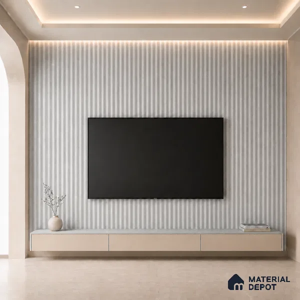 Armani Grey 10 ft x 0.45 ft (3060x140 mm) Pyramid Design Interior & Exterior Wall & Ceiling Panel - 14 mm | Suitable for Balcony, Facade & Open Area | Width is Subjected to 5% Variation