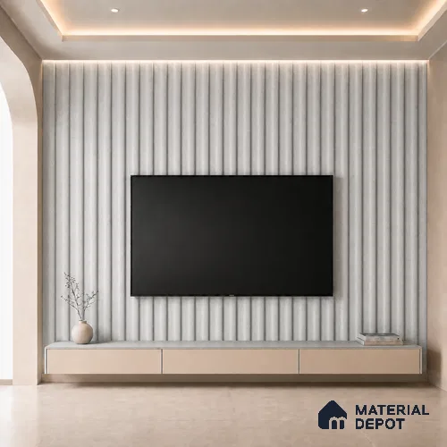 Armani Grey 10 ft x 0.6 ft (3060x180 mm) Arch Design Interior & Exterior Wall & Ceiling Panel - 17 mm | Suitable for Balcony, Facade & Open Area | Width is Subjected to 5% Variation