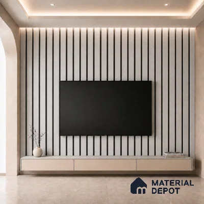 Armani Grey 10 ft x 0.5 ft (3060x150 mm) Dual Tone Linea Design Interior & Exterior Wall & Ceiling Panel - 15 mm | Suitable for Balcony, Facade & Open Area | Width is Subjected to 5% Variation