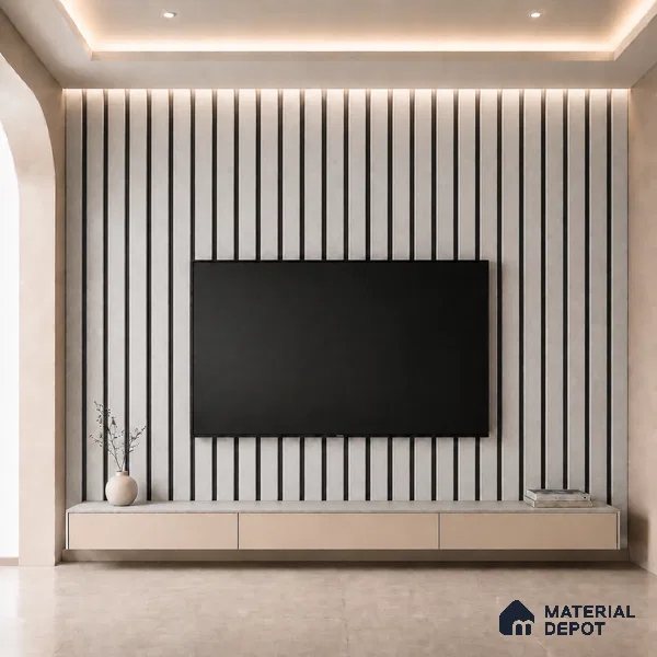 Armani Grey 10 ft x 0.5 ft (3060x150 mm) Dual Tone Linea Design Interior & Exterior Wall & Ceiling Panel - 15 mm | Suitable for Balcony, Facade & Open Area | Width is Subjected to 5% Variation