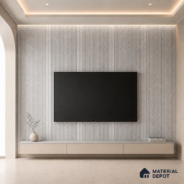 Armani Grey 10 ft x 0.68 ft (3060x208 mm) Curve Design Interior & Exterior Wall & Ceiling Panel - 10 mm | Suitable for Balcony, Facade & Open Area | Width is Subjected to 5% Variation