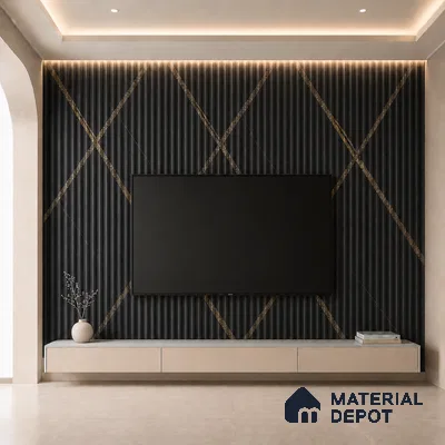 Portoro 10 ft x 0.45 ft (3060x140 mm) Pyramid Design Interior & Exterior Wall & Ceiling Panel - 14 mm | Suitable for Balcony, Facade & Open Area | Width is Subjected to 5% Variation