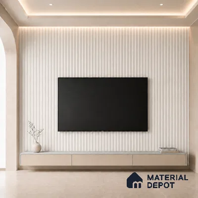 Statuario 10 ft x 0.45 ft (3060x140 mm) Pyramid Design Interior & Exterior Wall & Ceiling Panel - 14 mm | Suitable for Balcony, Facade & Open Area | Width is Subjected to 5% Variation