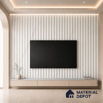 Statuario 10 ft x 0.6 ft (3060x180 mm) Arch Design Interior & Exterior Wall & Ceiling Panel - 17 mm | Suitable for Balcony, Facade & Open Area | Width is Subjected to 5% Variation