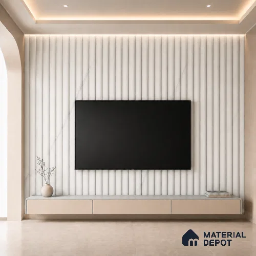 Statuario 10 ft x 0.6 ft (3060x180 mm) Arch Design Interior & Exterior Wall & Ceiling Panel - 17 mm | Suitable for Balcony, Facade & Open Area | Width is Subjected to 5% Variation