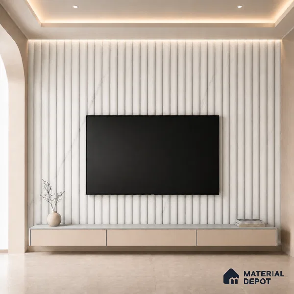 Statuario 10 ft x 0.6 ft (3060x180 mm) Arch Design Interior & Exterior Wall & Ceiling Panel - 17 mm | Suitable for Balcony, Facade & Open Area | Width is Subjected to 5% Variation